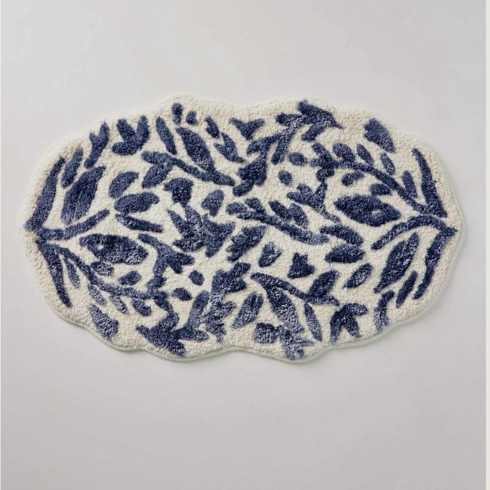 Anthropologie Lucia bath mat. Blue. Two, size Small.